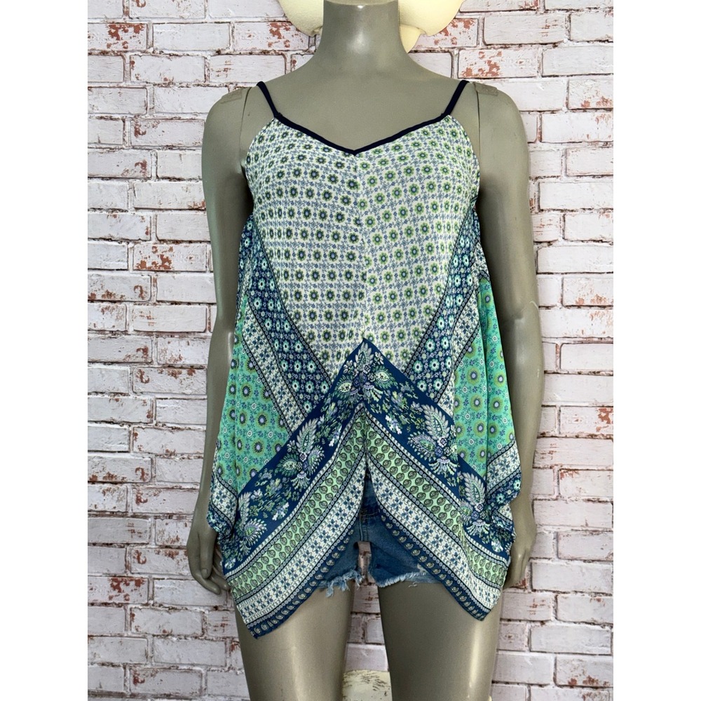Vintage Y2K Coquette Boho Fairy Babydoll Cami Small Blue Asymmetrical A Byer